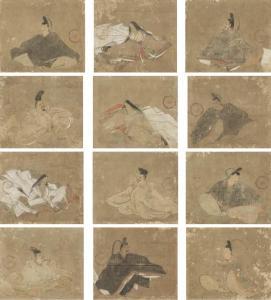 MATABEI Iwasa 1578-1650,Thirty-six immortals of poetry (sketchbook),Mainichi Auction JP 2023-07-29
