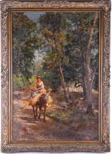 MATANIA Eduardo,a gypsy traveller riding a donkey in a forest,Dawson's Auctioneers 2020-09-09