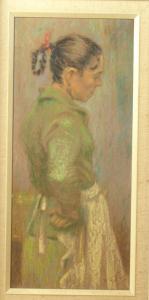 MATANIA Francesco,portrait study of a woman in a green dress and apron,Sworders GB 2009-02-18