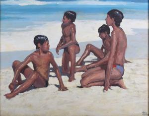 MATANIA Pablo 1936,Four Boys on a Sandy Beach,Tooveys Auction GB 2023-07-12