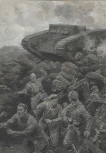 MATANIA Ugo 1888-1979,GERMANS FLEEING ON THE TANK,1916,Sworders GB 2019-12-03