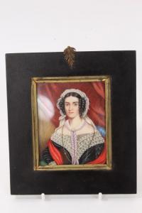 MATHER George Marshall,portrait miniature on ivory of a lady with lace bo,Reeman Dansie 2019-07-30