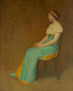 MATHEWS Arthur Frank,Study of a Lady in Ochre Seated with Green Dress,1890,Bonhams 2021-08-03