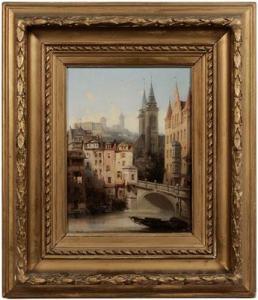 MATHIEU AUGUSTE 1810-1864,View of a City with a Fortress,Brunk Auctions US 2011-01-08