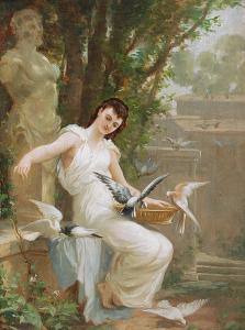 MATHIEU Eugene 1812,Kobieta karmiąca ptaki,1879,Rempex PL 2016-03-23