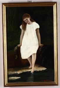 MATHIOT Eugene 1900-1900,Fanciulla che si bagna i piedi,19th century,Cambi IT 2019-10-24