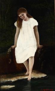 MATHIOT Eugene 1900-1900,Fanciulla che si bagna i piedi,Cambi IT 2020-03-31
