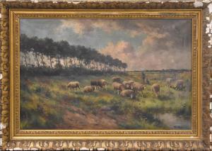 MATHYS Albert Francois 1885-1956,Moutons au pâturage,Rops BE 2019-07-28