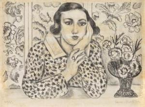 MATISSE Henri 1869-1954,JEUNE FILLE ACCOUDEE AU PARAVENT FLEURI,1923,Freeman US 2013-05-05