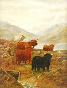 MATSON Richard 1900-1900,Highland cattle by a misty loch,Dreweatt-Neate GB 2012-10-02