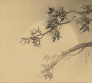 MATSUBAYASHI Keigetsu 1876-1963,Cherry blossoms with moon in spring,Mainichi Auction JP 2023-04-29
