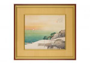 MATSUBAYASHI Keigetsu 1876-1963,FISHING VILLAGE AT DAWN,Ise Art JP 2023-09-23