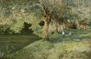 MATTHEWS James 1800-1900,A Woodland Scene with two figures midground,19th Century,Keys GB 2022-02-18