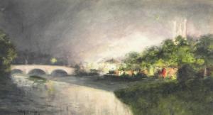 MATTHEWS W B,Moonlit river landscape,1913,Burstow and Hewett GB 2014-03-26