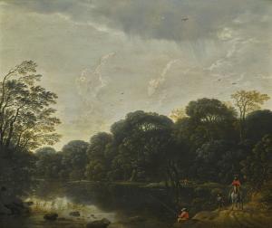 MATTHIEU Cornelis 1637-1656,AN ANGLER FISHING IN A WOODLAND SETTING, WITH A GE,Sotheby's 2019-07-04