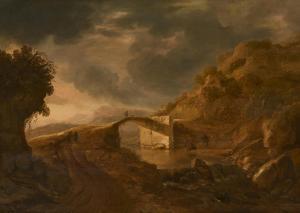 MATTHIEU Cornelis 1637-1656,River Landscape with Travellers on a Bridge,Van Ham DE 2023-05-15