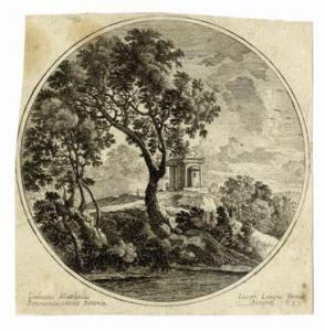 MATTIOLI Ludovico,Paesaggio con grande albero e tempietto sullo sfon,1687,Gonnelli 2022-09-08