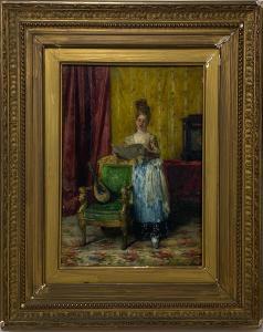 MATTONI DE LA FUENTE Virgilio 1842-1923,Interior scene, woman with mandolin,CRN Auctions 2021-02-28