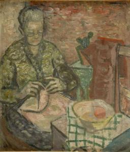 MATUSZCZAK Edward 1906-1965,Knitting woman,1937,Desa Unicum PL 2023-08-31