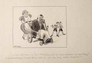 MAUDER Josef 1884-1969,Karikatur Herr im Rollstuhl,1920,Mehlis DE 2020-02-27