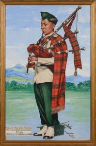 MAUNG SU Yatanabon 1903-1966,Piper in Maxwell Tartan, 3rd Battalion (Chin Hill,1952,Tooveys Auction 2022-06-08