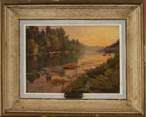 maurand charles 1860-1880,Boat on river,Kamelot Auctions US 2018-11-14