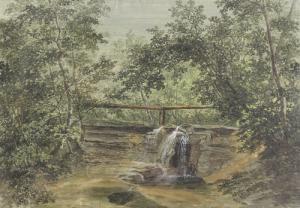 MAURER Heinrich 1774-1850,Lichte Waldpartie mit kleinem Wasserfall,Dobiaschofsky CH 2009-05-13