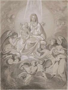 MAURER Hubert 1738-1818,Maria, umgeben von den neun Chören der Engel,Galerie Bassenge DE 2020-11-25