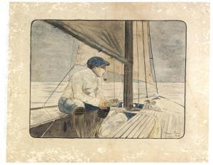 MAURICE BIAIS 1875-1926,Seul à bord,1908,Yann Le Mouel FR 2024-02-08