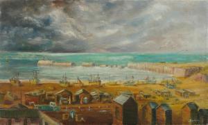 MAURICE,Hastings beach with moored fishing boats,Eastbourne GB 2023-01-11