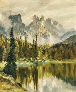 MAURUS Hans 1901-1942,Lake Karersee at the Foot of the Latemar Mountain,Palais Dorotheum 2024-03-14
