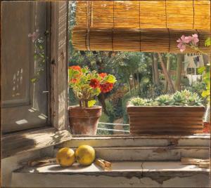 MAURY Richard 1935-2020,Window with Geraniums,1986,William Doyle US 2024-04-16