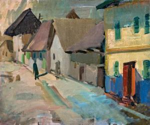 MAUTSCHENBACHER ODON Miklosi 1881-1942,Village street,Nagyhazi galeria HU 2020-12-08