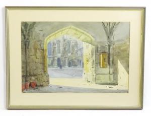 MAVROGORDATO Alexander James,A college courtyard from an archway,1924,Claydon Auctioneers 2023-12-30