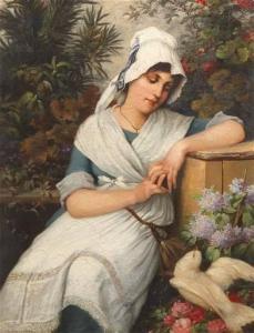 MAX EHRLER Louise 1850-1920,Woman with dove,Aspire Auction US 2022-06-09