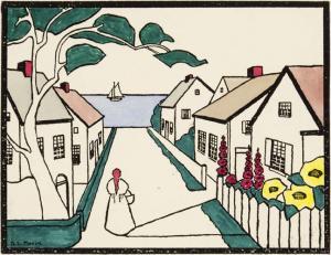 MAXIM Ora Inge 1895-1982,Hollyhock Lane,1930,Provincetown Art Association US 2011-09-17