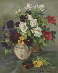MAXIMENKO Alexander 1916-2011,Roses and pansies in a vase,1992,Sworders GB 2022-09-27