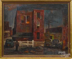 MAXWELL JOHN R 1909,Red Houses Twilight,1909,Pook & Pook US 2016-03-09