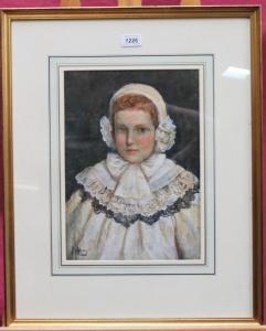 MAY J 1800-1800,portrait of a child in bonnet with lace collar,Reeman Dansie GB 2019-11-19