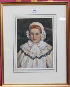 MAY J 1800-1800,portrait of a child in bonnet with lace collar,Reeman Dansie GB 2023-08-28