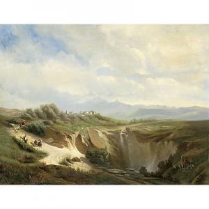 MAYER A 1800,Idyllische südliche Gebirgslandschaft mit Wasserfall,Kaupp DE 2007-05-10