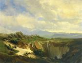 MAYER A 1800,Prachtvolle südliche Landschaft mit Dorf vor Alpen,Zeller DE 2007-06-28