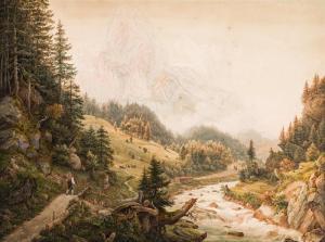 Mayer Attenhofer Jacob,Gebirgslandschaft mit Wildbach,1828,im Kinsky Auktionshaus 2018-02-20