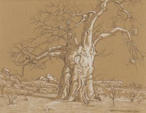 Mayer Erich H 1876-1960,Baobab Tree in a Landscape,1928,Strauss Co. ZA 2024-03-11