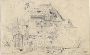 MAYER Johann Nepomuk 1805-1866,Bauernhaus mit Holzstadel in Hallstatt,Galerie Bassenge DE 2020-11-25