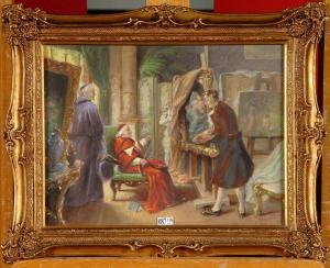 MAYER Leon 1800-1900,La visite du prélat dans l'atelier du peintre,VanDerKindere BE 2011-09-06