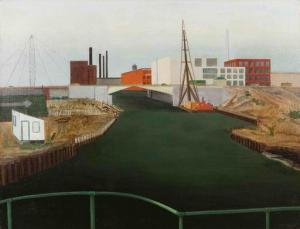 MAYER Ralph 1895-1979,Newtown Creek,1939,Hindman US 2020-12-10