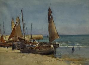 MAYOR William Frederick 1868-1916,Fishing Boats on the Shoreline,David Duggleby Limited 2022-06-17