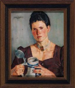 MAYR Peter Paul 1908-1987,Portrait einer Dame mit Schenkkanne,1947,Allgauer DE 2010-07-08