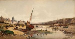 MAZELLA Jean 1800-1800,Barque échouée dans un estuaire,19 th century,Horta BE 2020-02-17